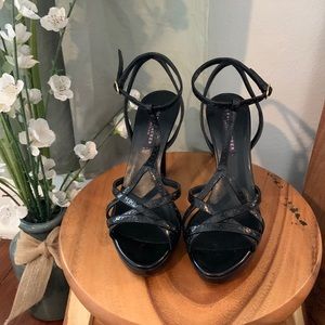 Ralph Lauren Purple Label Real Leather Black Strappy Sandals - Size 7.5